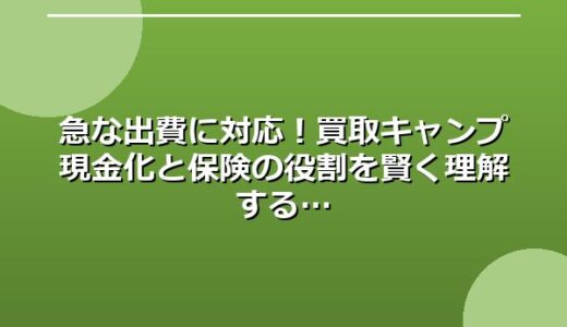 急な出費に対応！買取キャンプ現金化と保険の役割を賢く理解する